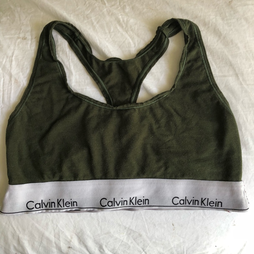 Calvin Klein Army Green Cotton Bralette Size M